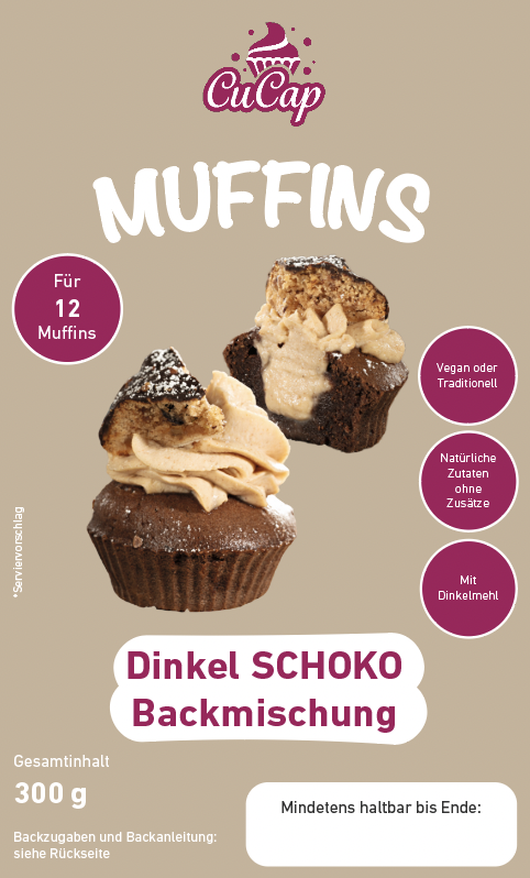 Muffin Backmischung Schoko aus Dinkelmehl - ohne Zusatz und Konservierungsstoffe